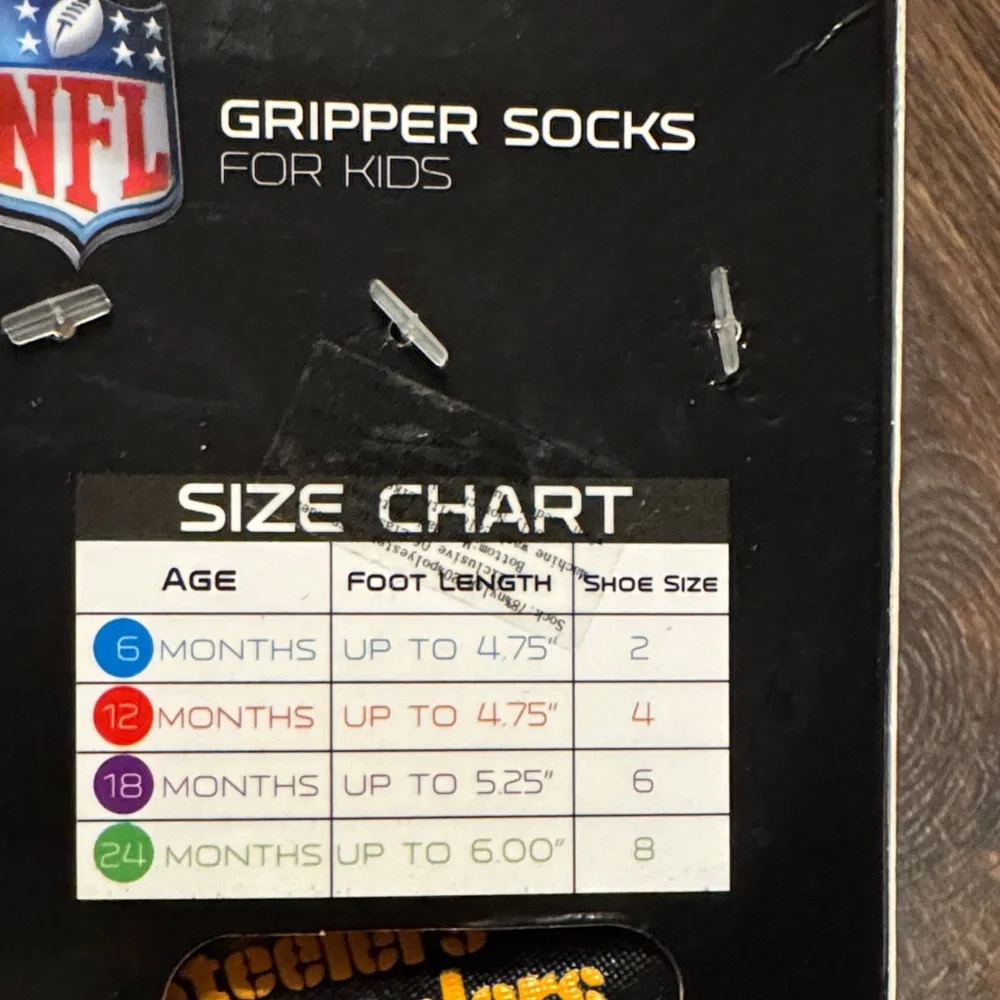NFL Steelers Kids Gripper Socks - Yellow and Black - Size 6 Months